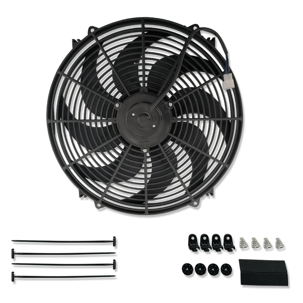 16" Wide Curved Blade Electric Radiator colling Fan 3000CFM w/ Mounting Kit