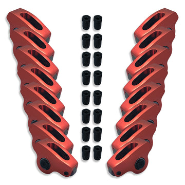 For Chevy SBC 283 350 400 1.5 Ratio 7/16" Red Full Roller Aluminum Rocker Arms