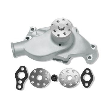 SBC Chevy 283 327 350 Short Water Pump Satin Aluminum High Volume Flow