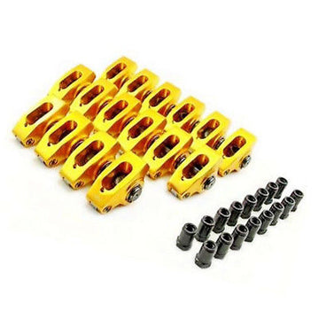 Self -Alining Yellow Anodized Alum. SBC Chevy 1.5 7/16" Roller Rocker Rockers Arms 350