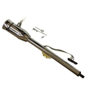 Chrome 32" Tilt Manual Steering Column with Key & 9 Hole Wheel Adapter GM