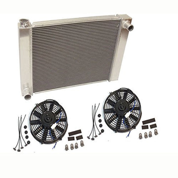 Ford / Mopar Aluminum Radiator 26"x 19" x3'' And 2 pcs 10'' Staight Blade Fan