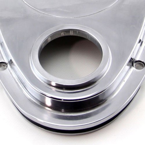 For SBC Late 350 Polished Aluminum Timing Chain Kit & Polished Aluminum Cover