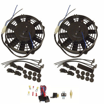 2 sets 8" Heavy Duty Staight Blade Electric Radator Fan 12v Thermostat Kit