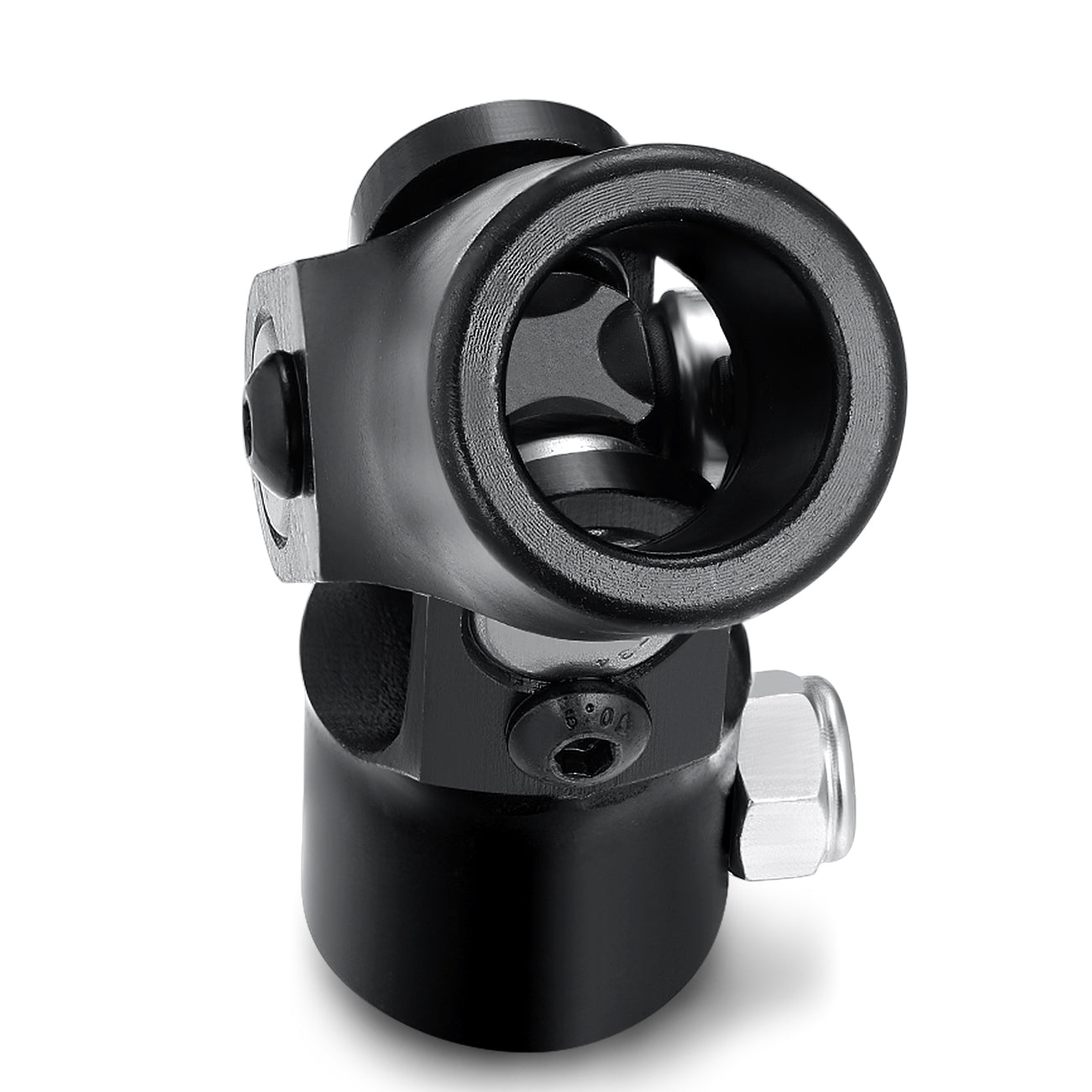 Single Steering Shaft 5/8"-36 Spline x 3/4" Smooth Round U Joint Black Steel U-Joint