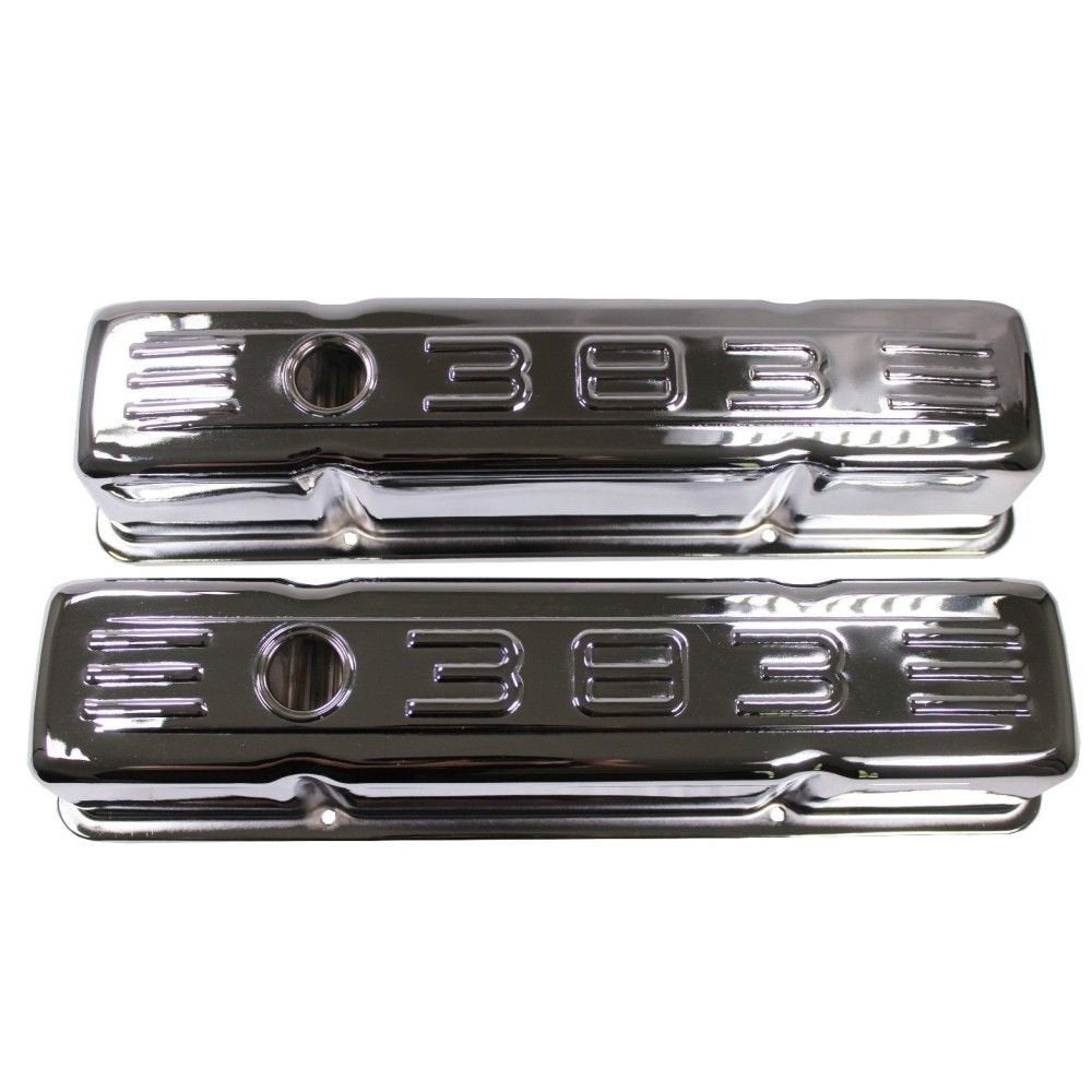 58-86 SBC Chevy Chrome Tall C.I.D. Steel Valve Covers Small Block 283 305  327