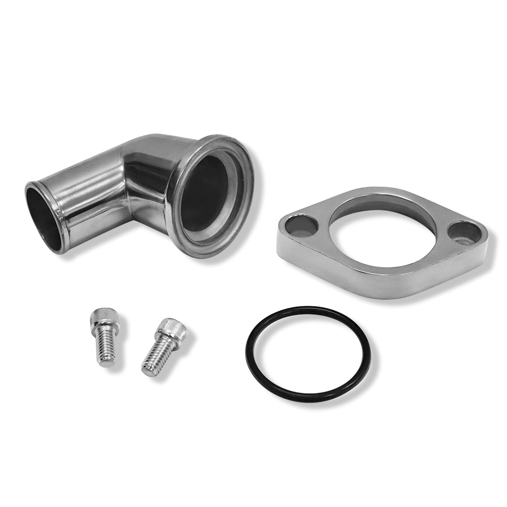 15° Swivel Water Neck For SBC BBC Chevy 327 350 454 396 Polished Aluminum Thermostat Housing