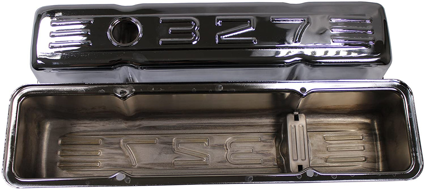 Chrome Tall C.I.D. Steel Valve Covers for 58-86 SBC Chevy Small Block 283 305 327
