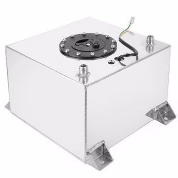 5-Gallon Polished Aluminum Racing/Drift/Street Fuel Cell Gas Tank with Level Sender and Black Cap