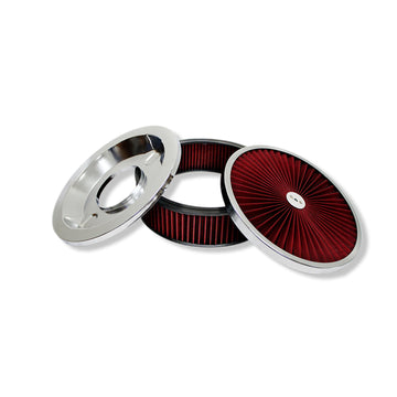 Super Flow 14" X 4" Round Washable Air Cleaner Recessed base w/ Chrome Lid SBC BBC