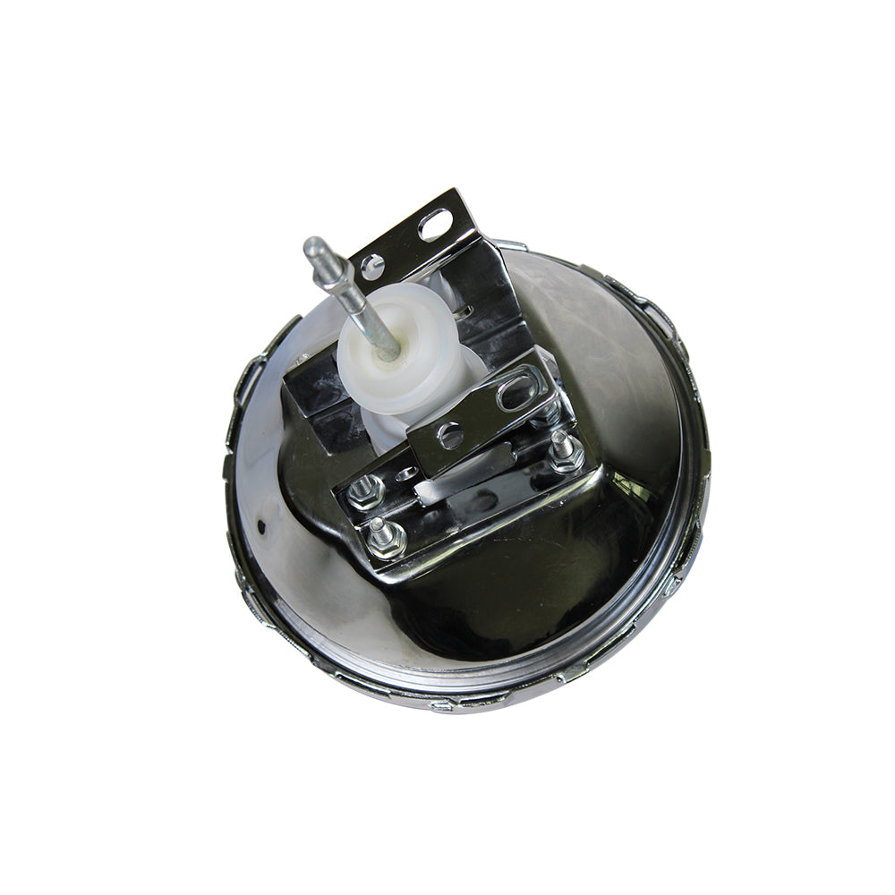 9" Single Diaphragm Universal Chrome Brake Booster & GM Chevy Chrome Cast Iron Dual Bail Cap Master Cylinder