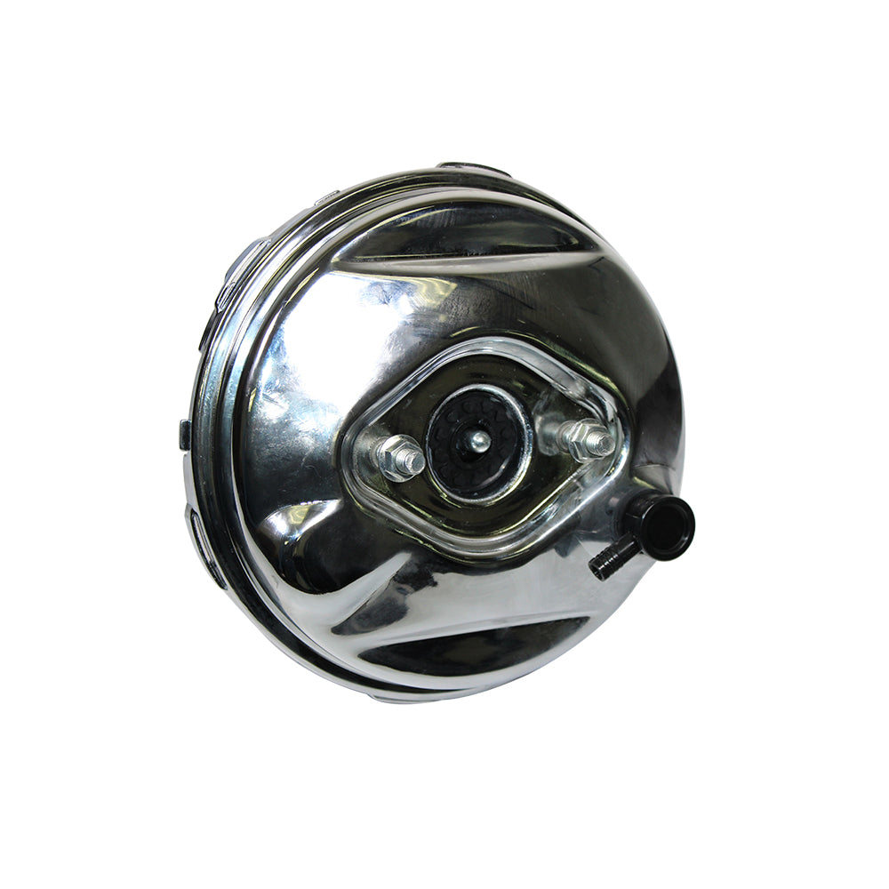 9" Single Diaphragm Universal Chrome Brake Booster & GM Chevy Chrome Cast Iron Dual Bail Cap Master Cylinder
