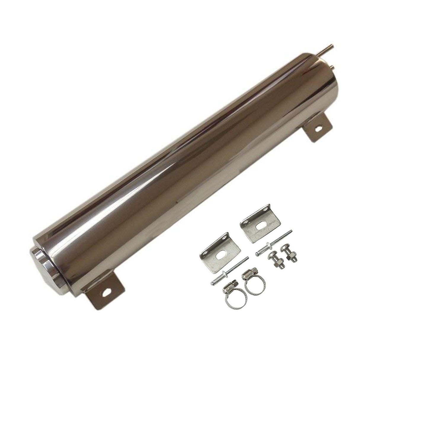 2"X 10" Stainless Steel Radiator Overflow Tank Catch Can Universal Reservoir 20oz