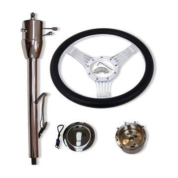 28" Manual Steering Column No Key GM & 14" Billet Steering Wheel & Horn Button