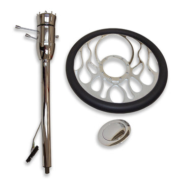 32" GM Manual Steering Column Chromed No key & 14'' Steering Wheel & Horn Button