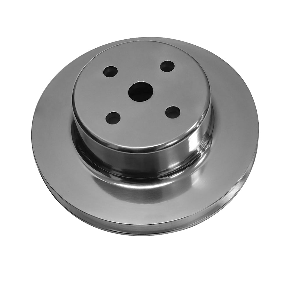 BBC Long Water Pump Aluminum Pulley, Double Groove, Polished.