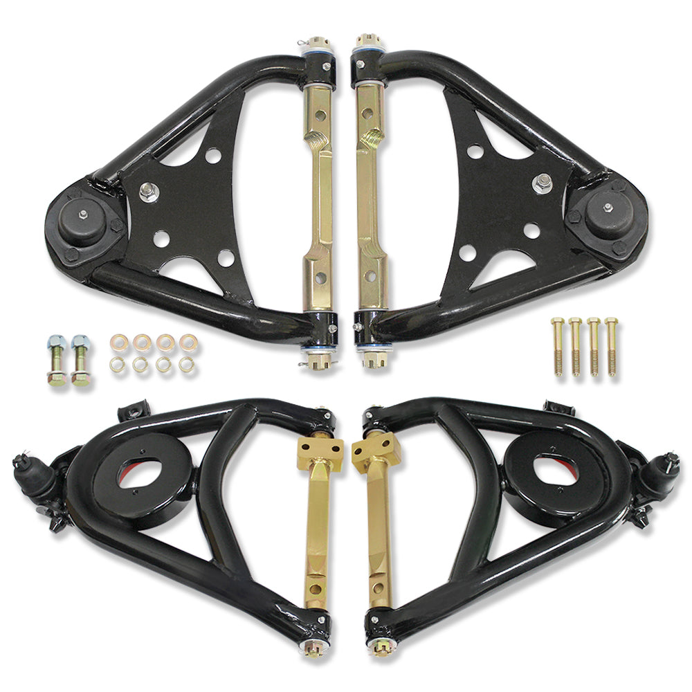 Tubular Upper and Lower Control Arms For Chevy Biscayne Bel Air Impala 1958-1964 Brookwood 1958-1961 Black Coated