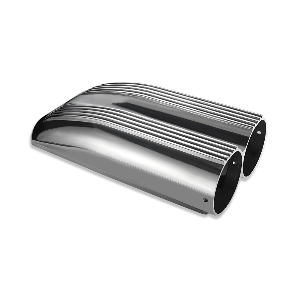 Finned Polished Aluminum Double Barrel Shotgun Intake Air Hood Scoop Kit Hotrod