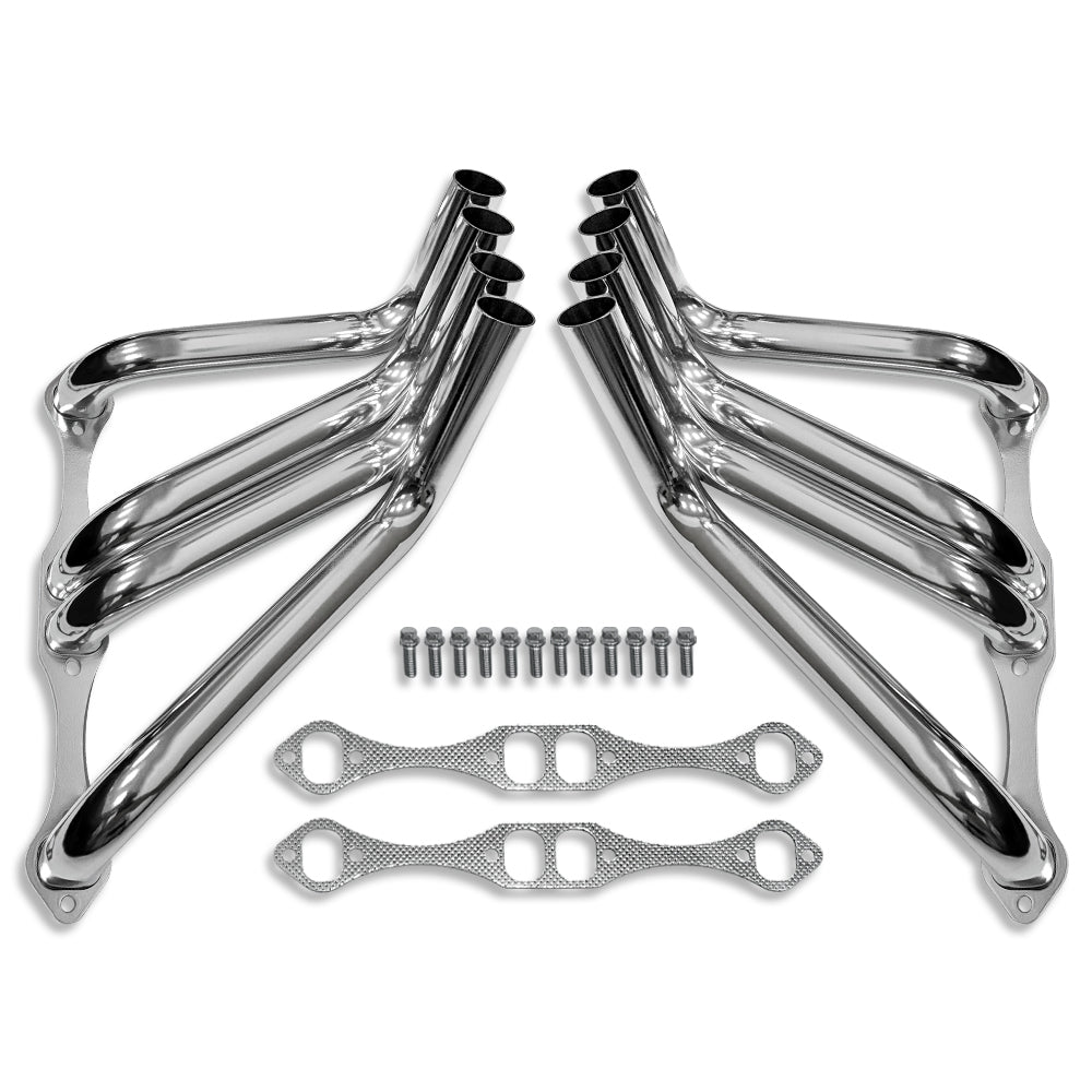 For Chevy Small Block Ceramic Coated Steel Zoomie Tube Headers Rectangular Port