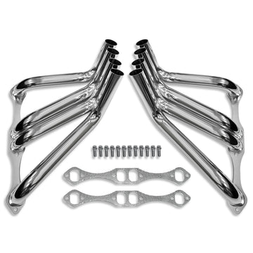 For Chevy Small Block Ceramic Coated Steel Zoomie Tube Headers Rectangular Port