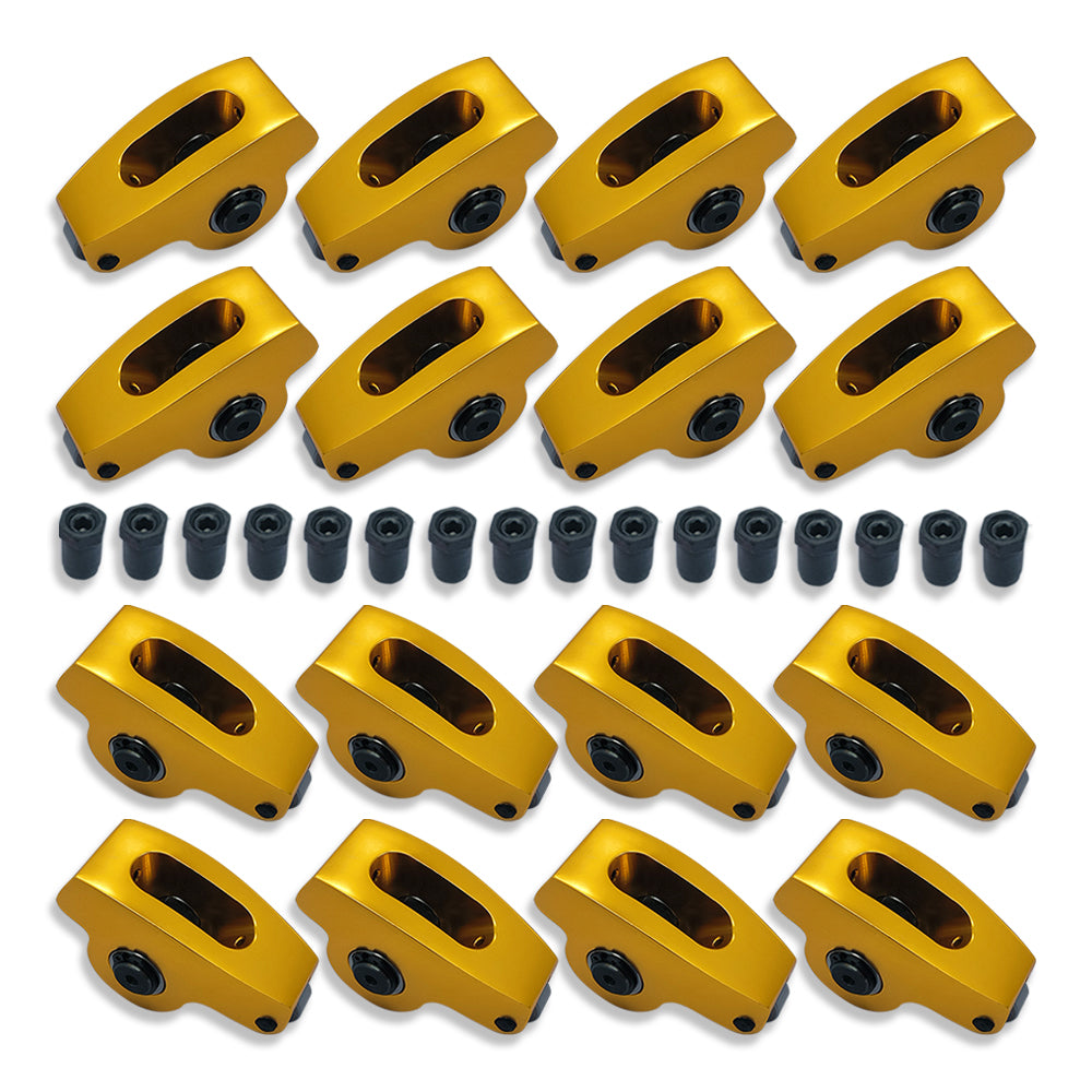 For Chevy SBC 283 350 400 1.5 Ratio Aluminum Gold Roller Rocker Arms 7/16" Stud