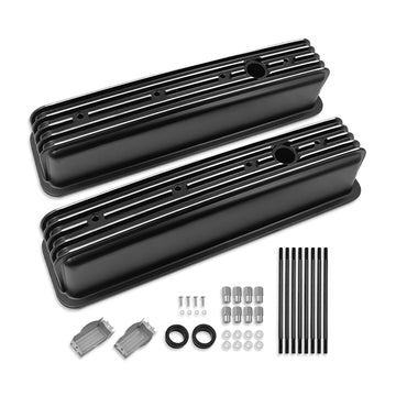 For Chevy SBC 305 350 1987-1997 Tall Black Aluminum Center Bolt Valve Covers