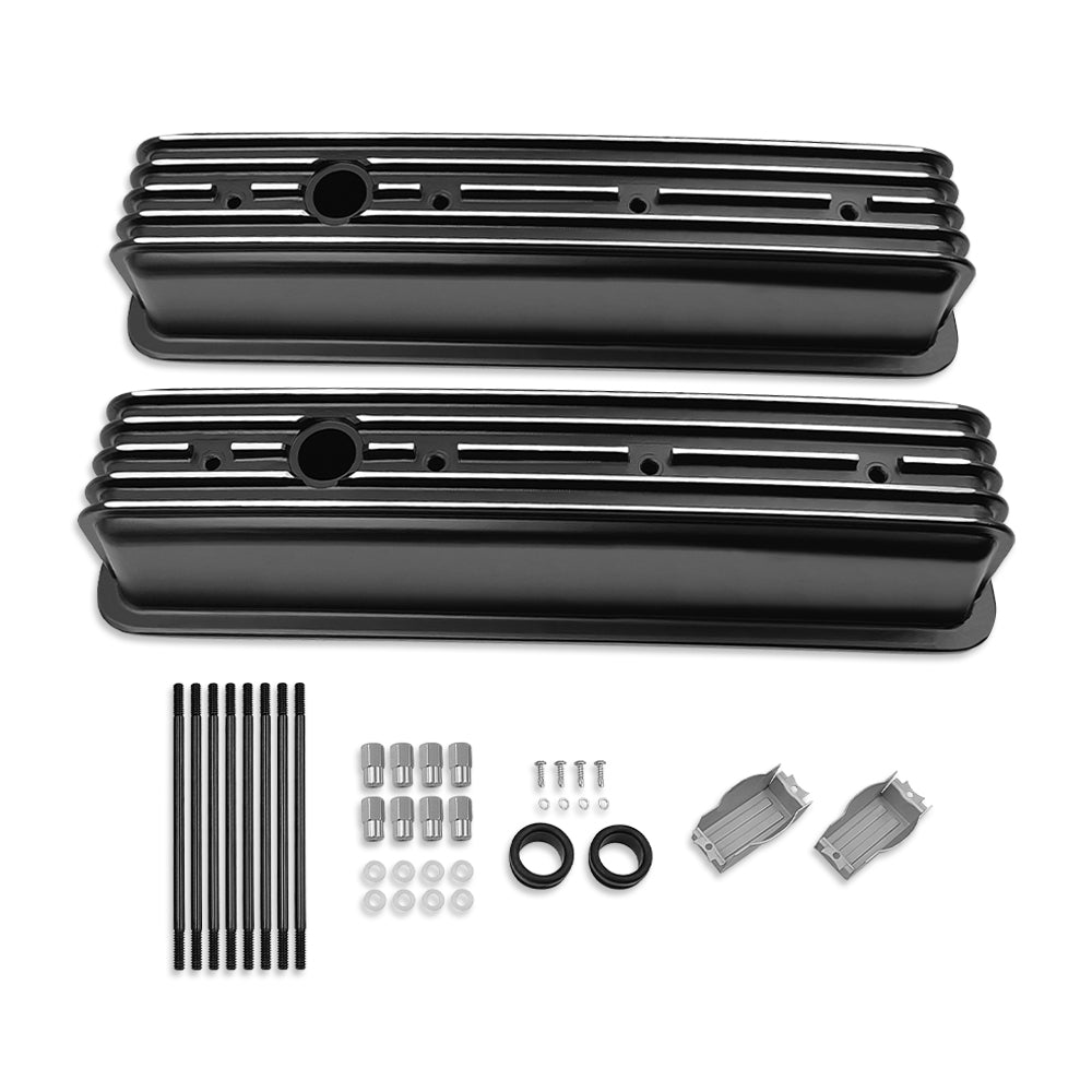 For Chevy SBC 305 350 1987-1997 Tall Black Aluminum Center Bolt Valve Covers