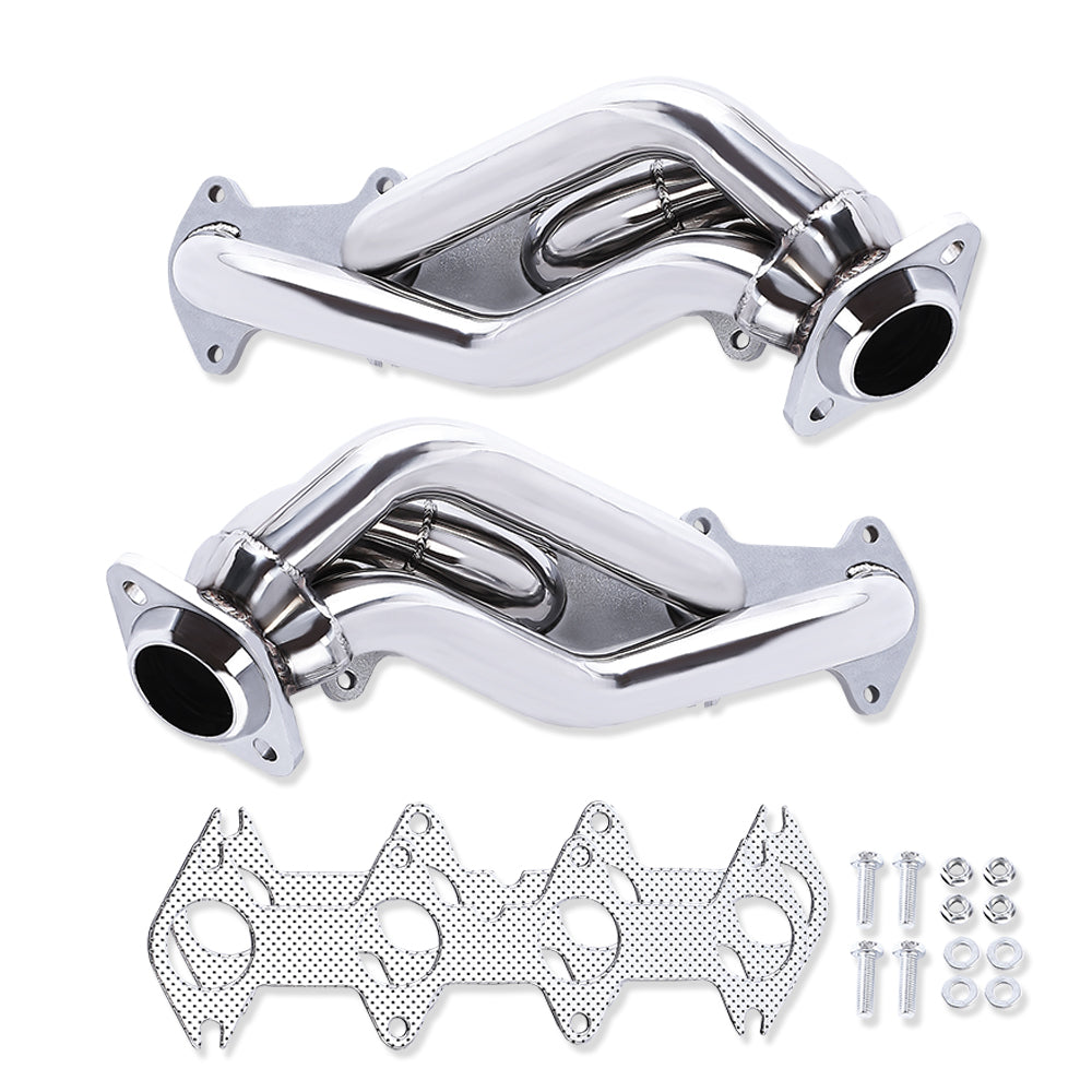 For Ford F150 5.4L 330 V8 04-10 Polished Stainless Steel Exhaust Headers Shorty