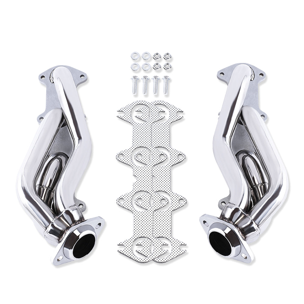 For Ford F150 5.4L 330 V8 04-10 Polished Stainless Steel Exhaust Headers Shorty