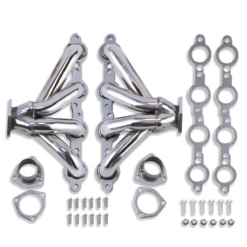 Polished Stainless Steel Block Hugger Shorty Exhaust Headers for SBC LS LS3 LS6