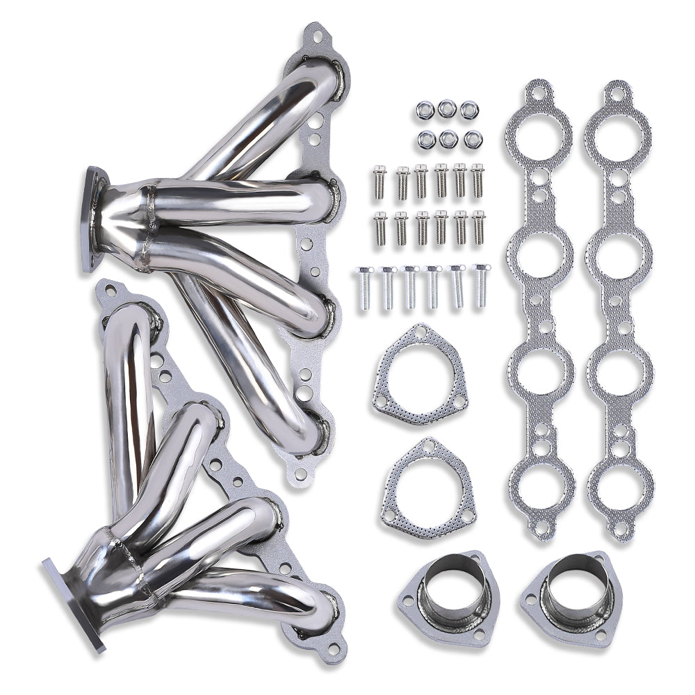 Polished Stainless Steel Block Hugger Shorty Exhaust Headers for SBC LS LS3 LS6