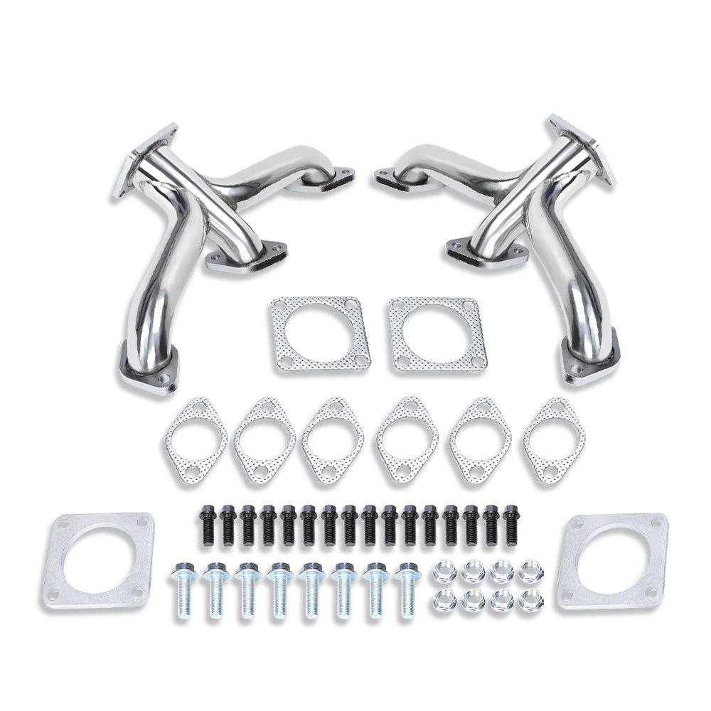 Polished Stainless Steel Shorty Exhaust Headers for Ford Flathead V8 1932-1953