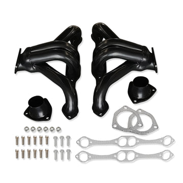 For Chevy SBC 265 283 350 383 400 1955-UP Black Painted Hugger Exhaust Headers