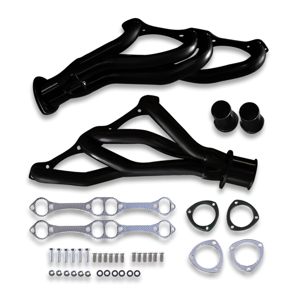 For Chevy SBC 265 305 400 V8 A/F/G Body Black Painted Mid Length Exhaust Headers