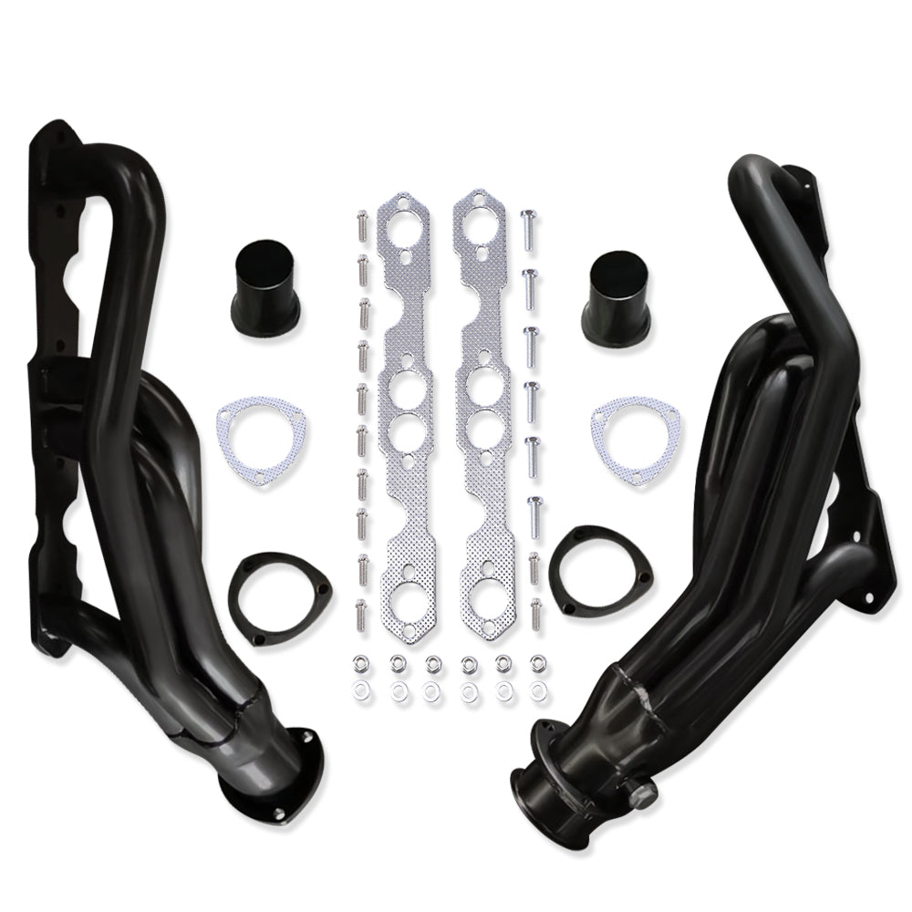 For Chevy SBC GMC 1500 2500 Pickup V8 1988-1995 Black Steel Exhaust Headers