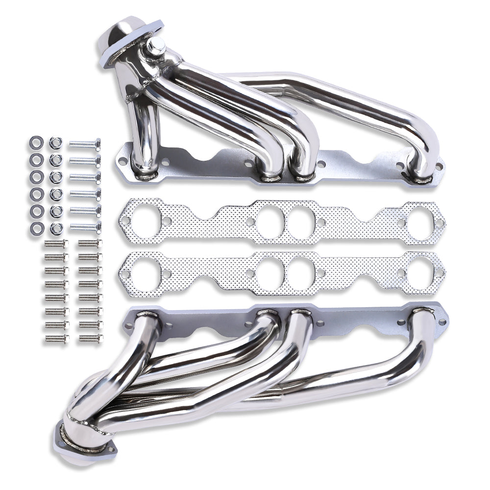 Polished Stainless Steel Exhaust Headers for Chevy GMC 88-97 5.0L 5.7L 305 350