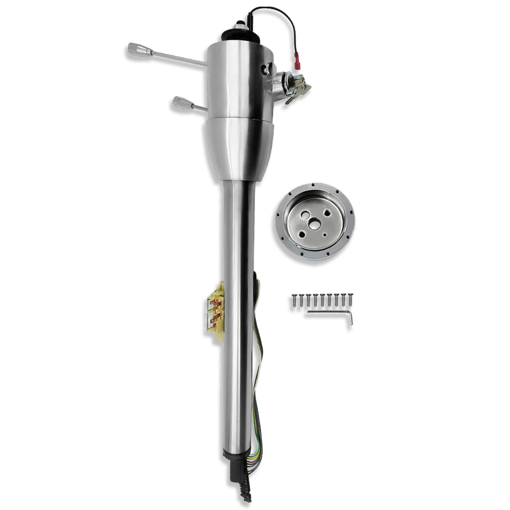 30" Stainless Manual Tilt Steering Column w/ Key & 9 Bolts Style Adapter GM