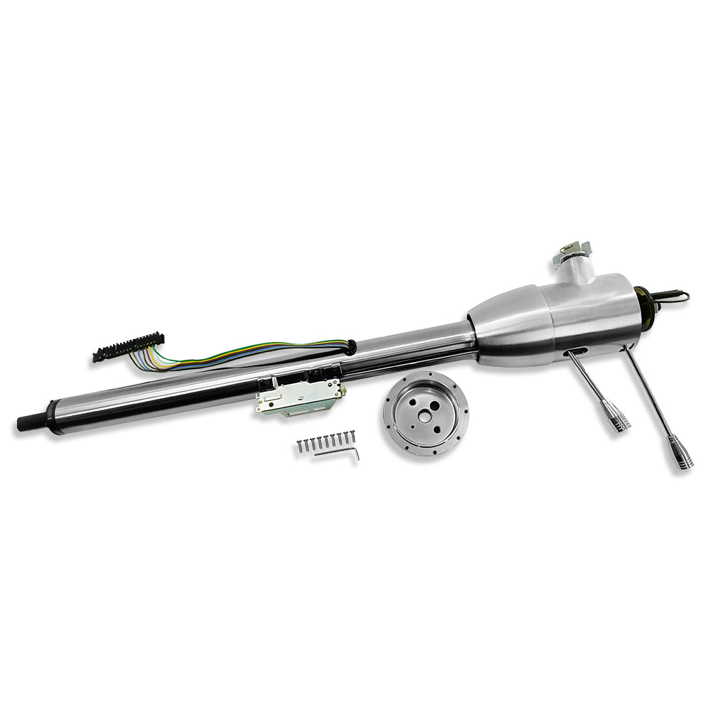 30" Stainless Manual Tilt Steering Column w/ Key & 9 Bolts Style Adapter GM