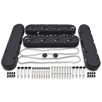 For Chevy LS LS1 LS2 LS3 LS6 LS7 4.8 5.3 5.7 6.0L Smooth Tall Valve Covers Black