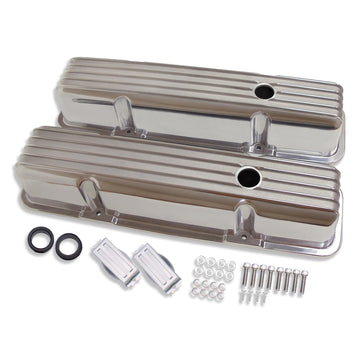 For Chevy SBC 327 350 400 1958-1986 Tall Finned Valve Covers Polished Aluminum