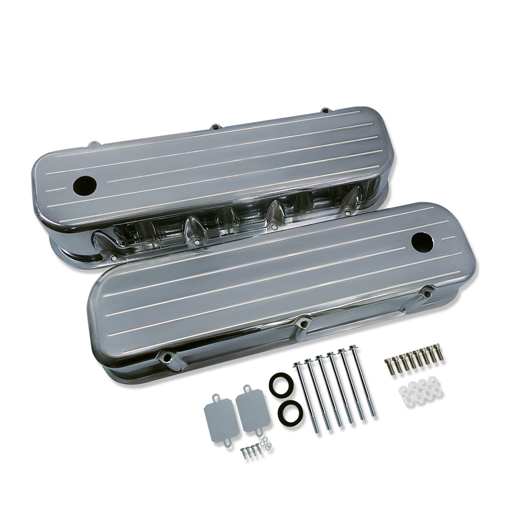 For Chevy BBC 396 454 502 65-95 Ball Milled Polished Aluminum Tall Valve Covers