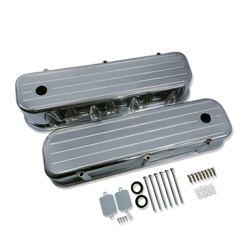 For Chevy BBC 396 454 502 65-95 Ball Milled Polished Aluminum Tall Valve Covers