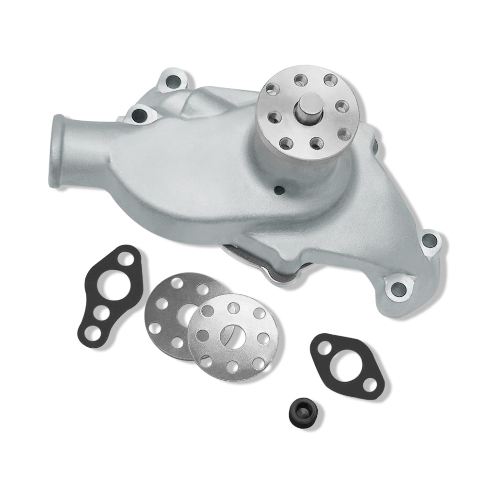 SBC Chevy 283 327 350 Short Water Pump Satin Aluminum High Volume Flow