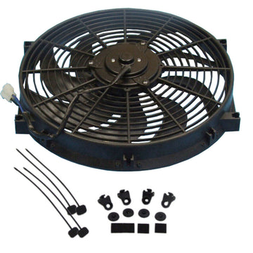 DEMOTOR 14" inch Universal Slim Fan Push Pull Electric Radiator Cooling 12V Mount Kit