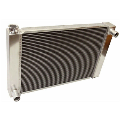 DEMOTOR Fabricated Aluminum Radiator 27.5" x 19" X 3" Overall & CFM 12v Electric Curved S Blade 16" Radiator Cooling Fan for Ford/Mopar