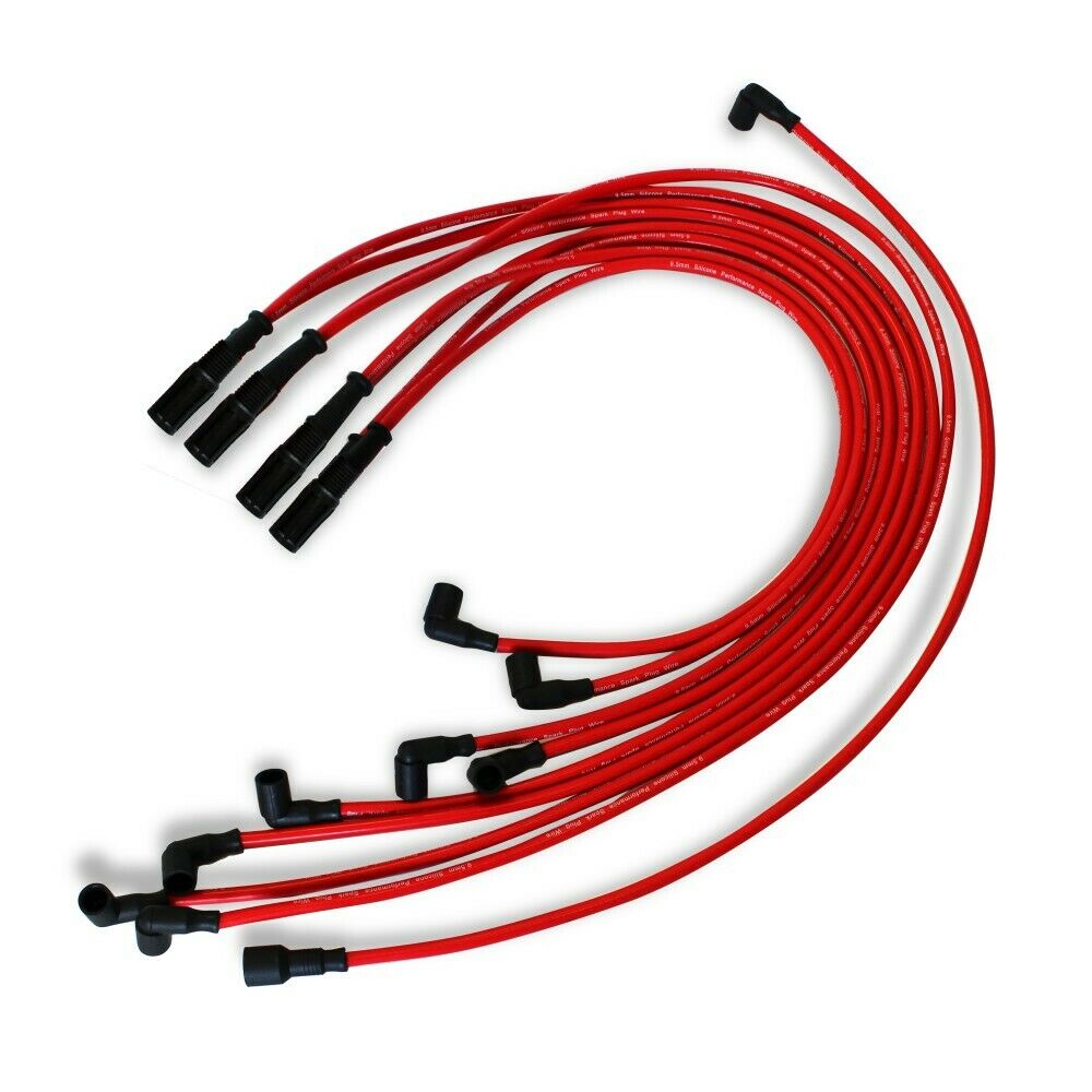 DEMOTOR V8's HEI Distributor with Clear Cap 65k 65,000 Volt & 9.5 mm Red Straight Spark Plug Wires Distributor HEI for Chevy BBC SBC SBF 302 350
