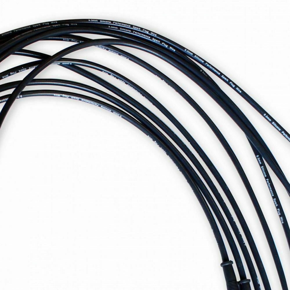 DEMOTOR 9.5 MM Black Straight Spark Plug Wires Distributor HEI for Chevy BBC SBC SBF 302 350