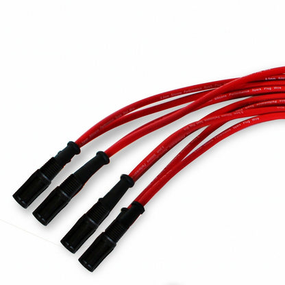 DEMOTOR Black Cap Complete HEI Distributor 65k Volt Ignition Coil & 9.5 mm Red Straight Spark Plug Wires Fits Chevy V8 305 350 454 SBC BBC