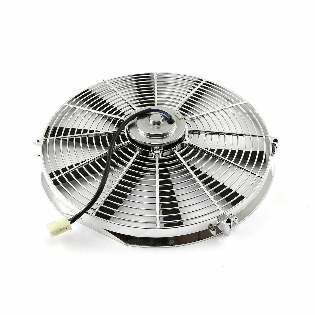 DEMOTOR Chrome Electric 14" Straight Blade Reversible Cooling Fan 12v Thermostat Kit