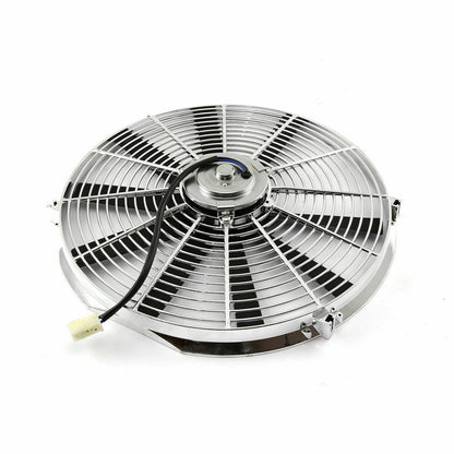 DEMOTOR 14" High Performance Radiator Cooling Fan Straight Chrome 12V 1900 CFM